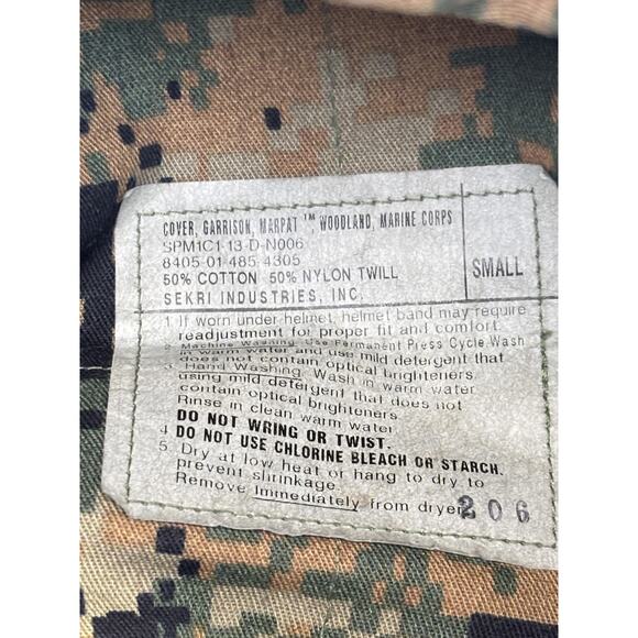 USMC Hat Cap Fitted Mens Small Woodland MARPAT Camo Garrison Eight Point EGA - Picture 6 of 7